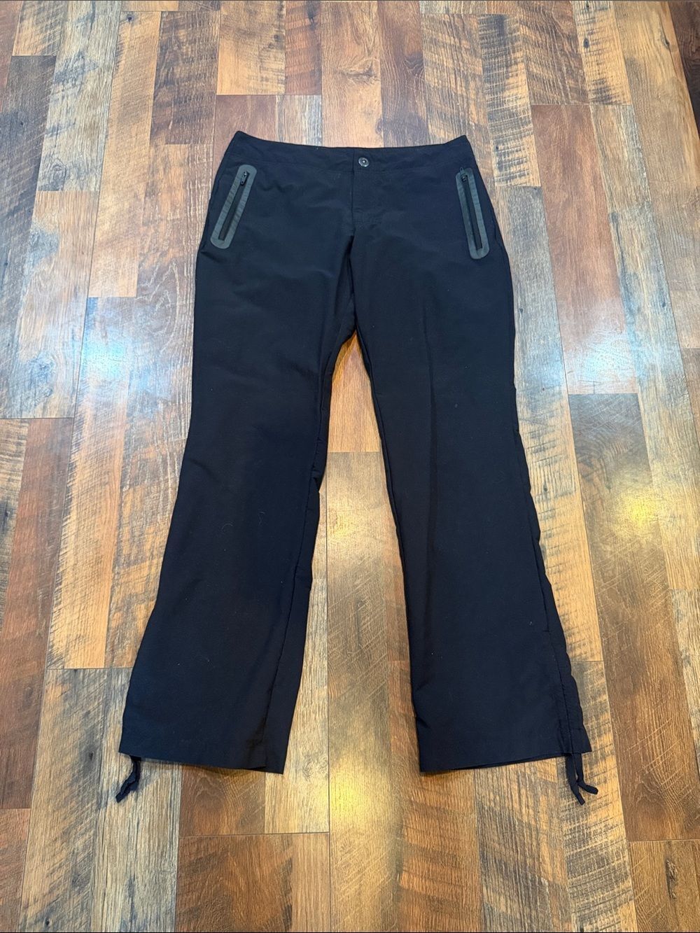 Black Straight Leg Pull-On Pants with Zipper Trim 10 (3180)
